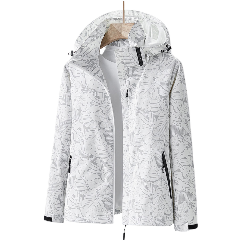 Jacket Damen schwarz tailliert mit Kapuze und Blumenmuster - 1 - Atelier-Zofia