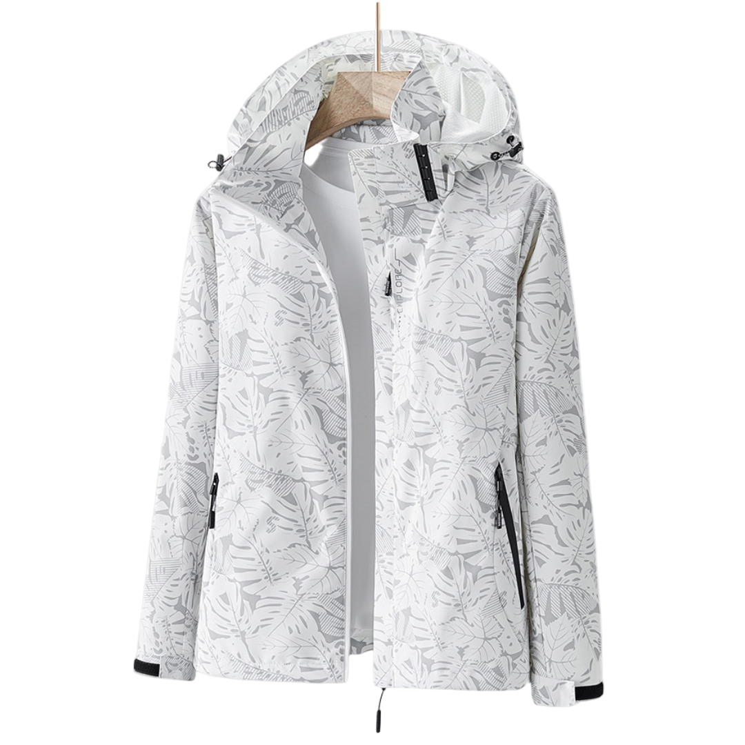 Jacket Damen schwarz tailliert mit Kapuze und Blumenmuster - 1 - Atelier-Zofia