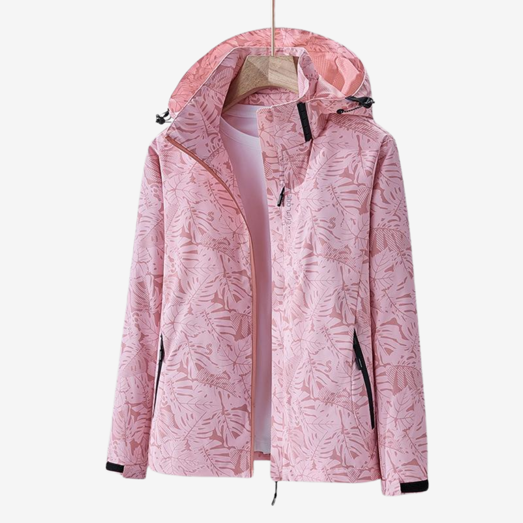 Jacket Damen schwarz tailliert mit Kapuze und Blumenmuster - 2 - Atelier-Zofia
