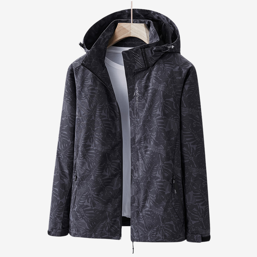 Jacket Damen schwarz tailliert mit Kapuze und Blumenmuster - 3 - Atelier-Zofia