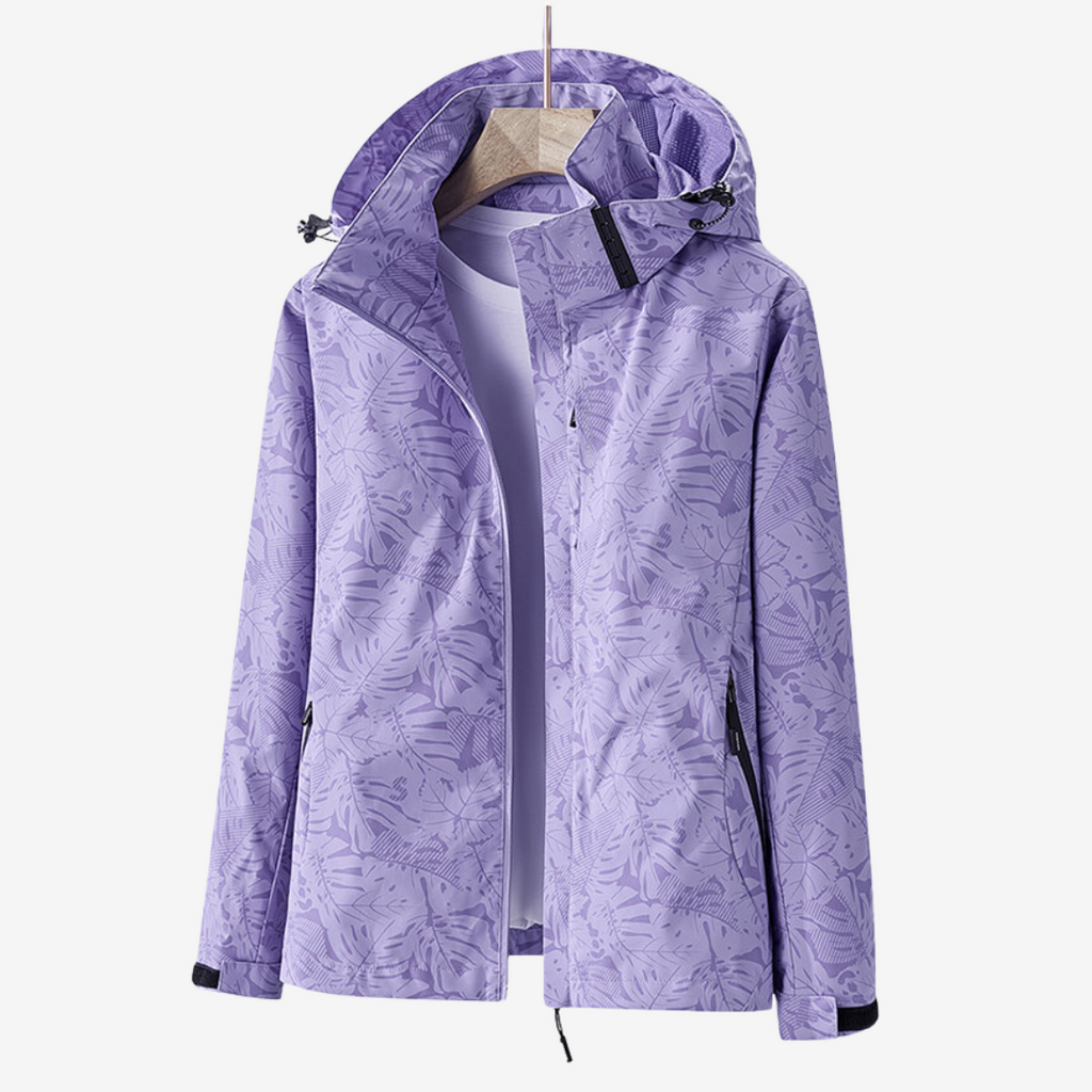 Jacket Damen schwarz tailliert mit Kapuze und Blumenmuster - 4 - Atelier-Zofia