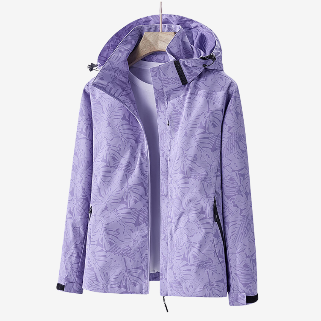 Jacket Damen schwarz tailliert mit Kapuze und Blumenmuster - 4 - Atelier-Zofia