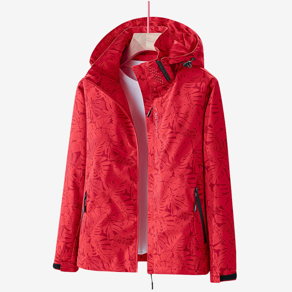 Jacket Damen schwarz tailliert mit Kapuze und Blumenmuster - 5 - Atelier-Zofia