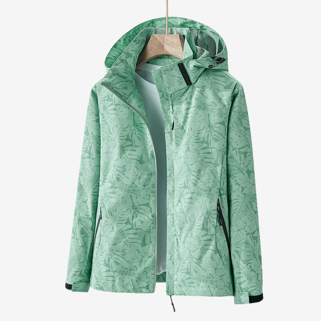 Jacket Damen schwarz tailliert mit Kapuze und Blumenmuster - 6 - Atelier-Zofia