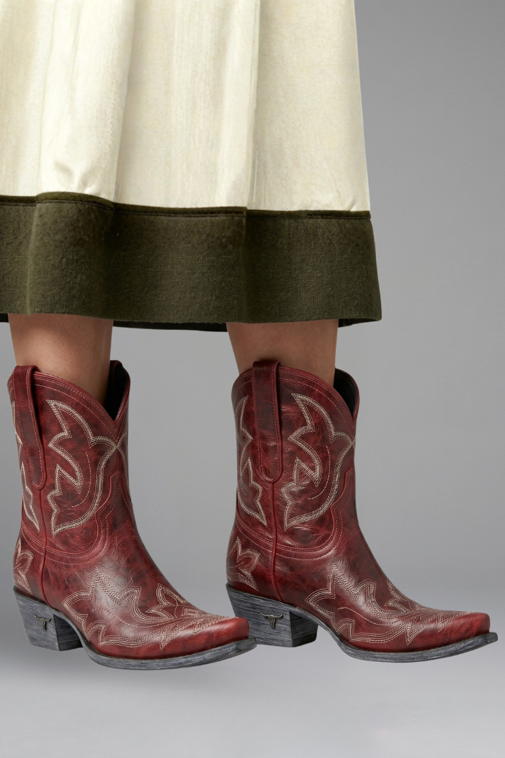 Stiefel Damen rot figurbetont mit Western-Design - 3 - Atelier-Zofia