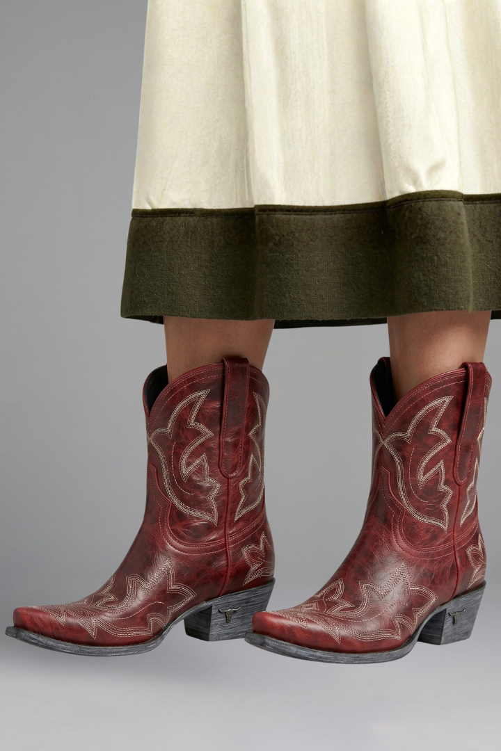 Stiefel Damen rot figurbetont mit Western-Design - 5 - Atelier-Zofia