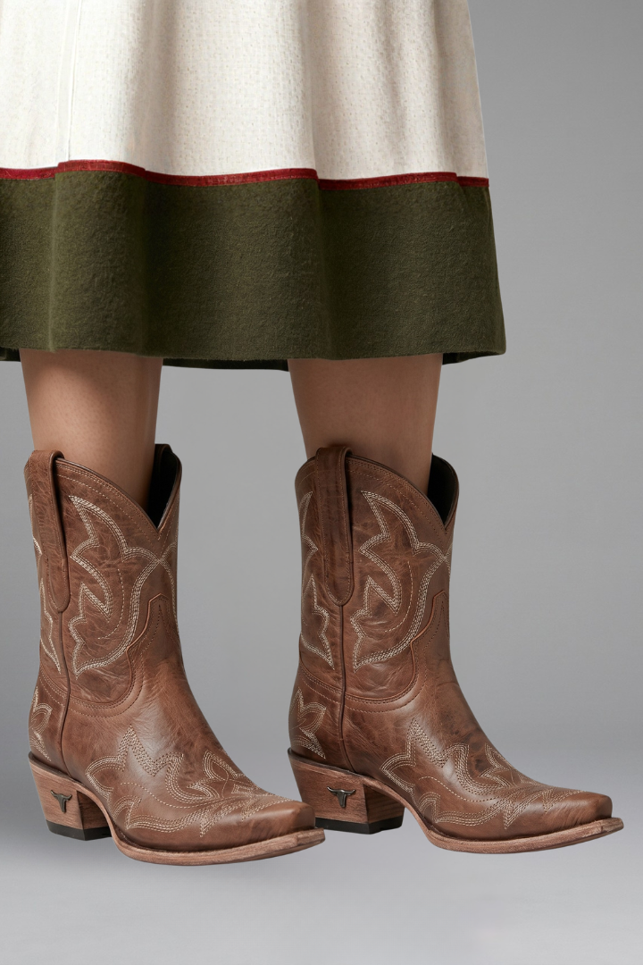 Stiefel Damen rot figurbetont mit Western-Design - 6 - Atelier-Zofia