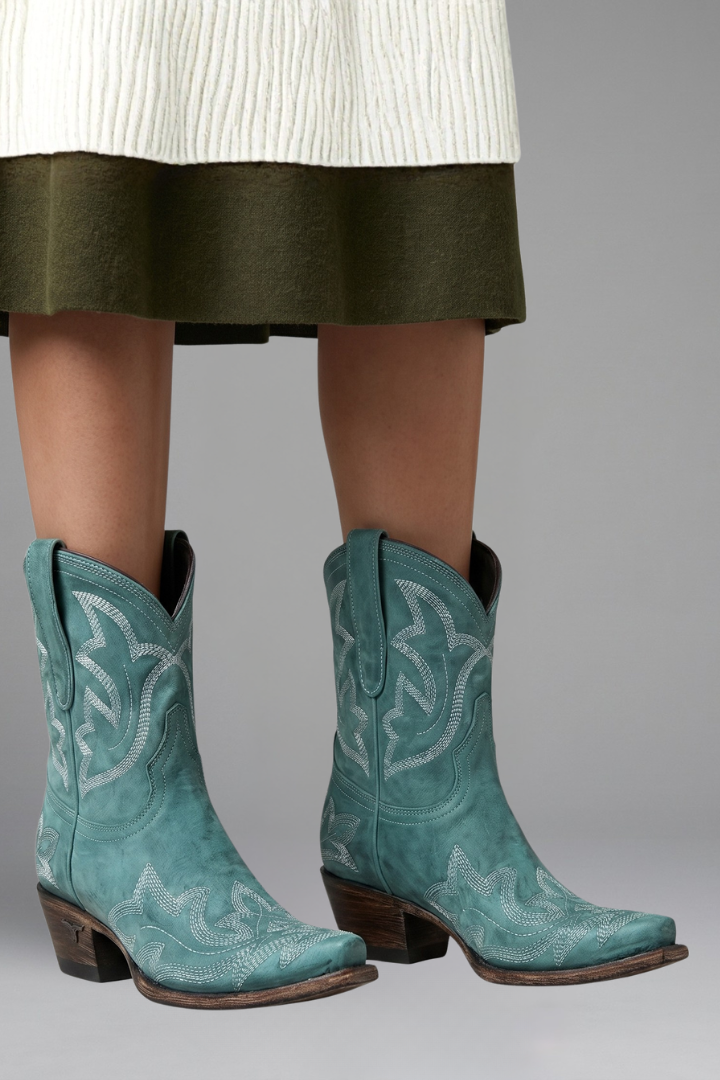 Stiefel Damen rot figurbetont mit Western-Design - 7 - Atelier-Zofia