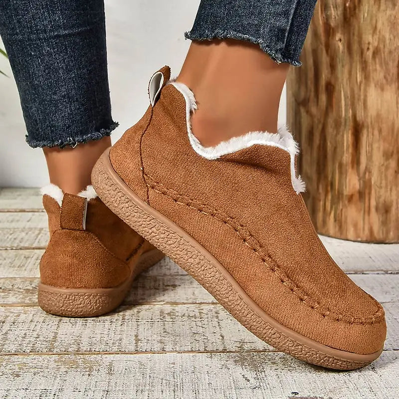 Schuhe Damen beige bequem mit flauschigem Innenfutter - 3 - Atelier-Zofia