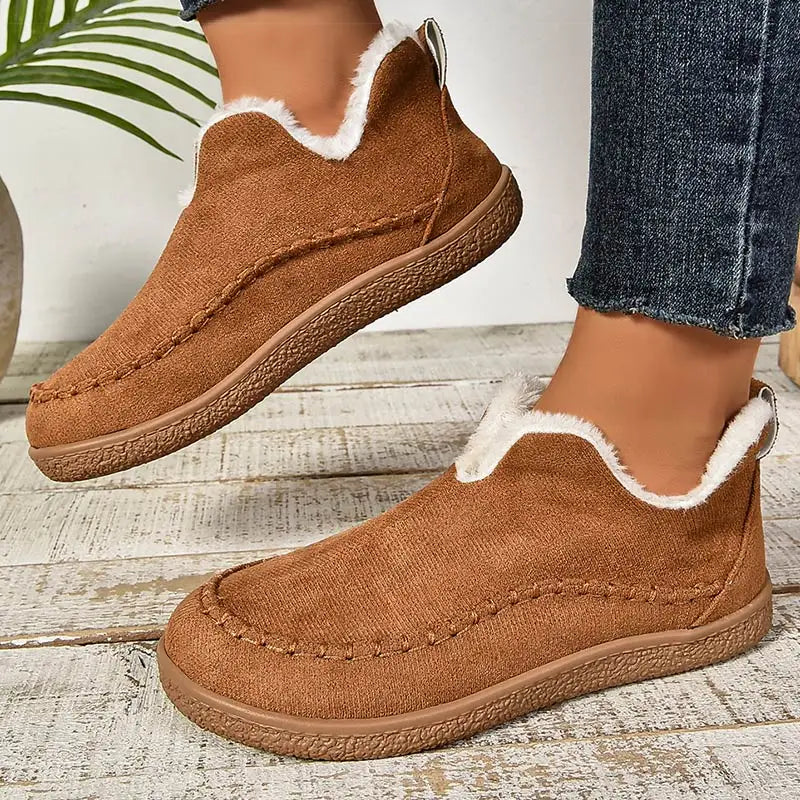 Schuhe Damen beige bequem mit flauschigem Innenfutter - 4 - Atelier-Zofia
