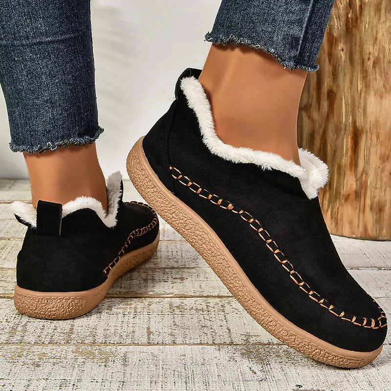 Schuhe Damen beige bequem mit flauschigem Innenfutter - 5 - Atelier-Zofia