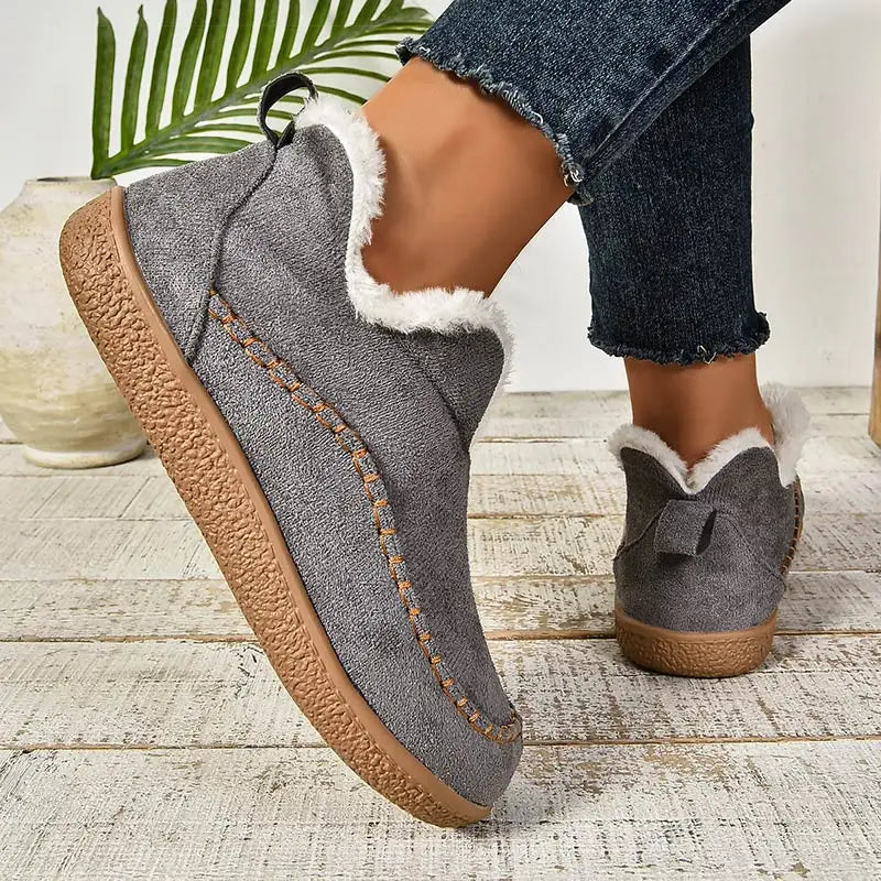 Schuhe Damen beige bequem mit flauschigem Innenfutter - 6 - Atelier-Zofia