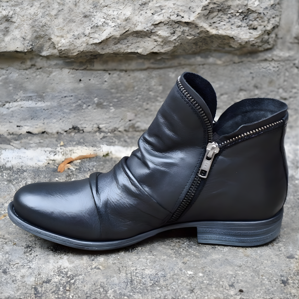 Stiefeletten Damen schwarz figurbetont mit Reißverschluss - 2 - Atelier-Zofia