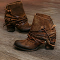 Stiefeletten Damen braun figurbetont mit geflochtenem Design - 2 - Atelier-Zofia
