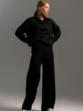 Outfit Damen beige weit geschnitten mit Stehkragen - 2 - Atelier-Zofia