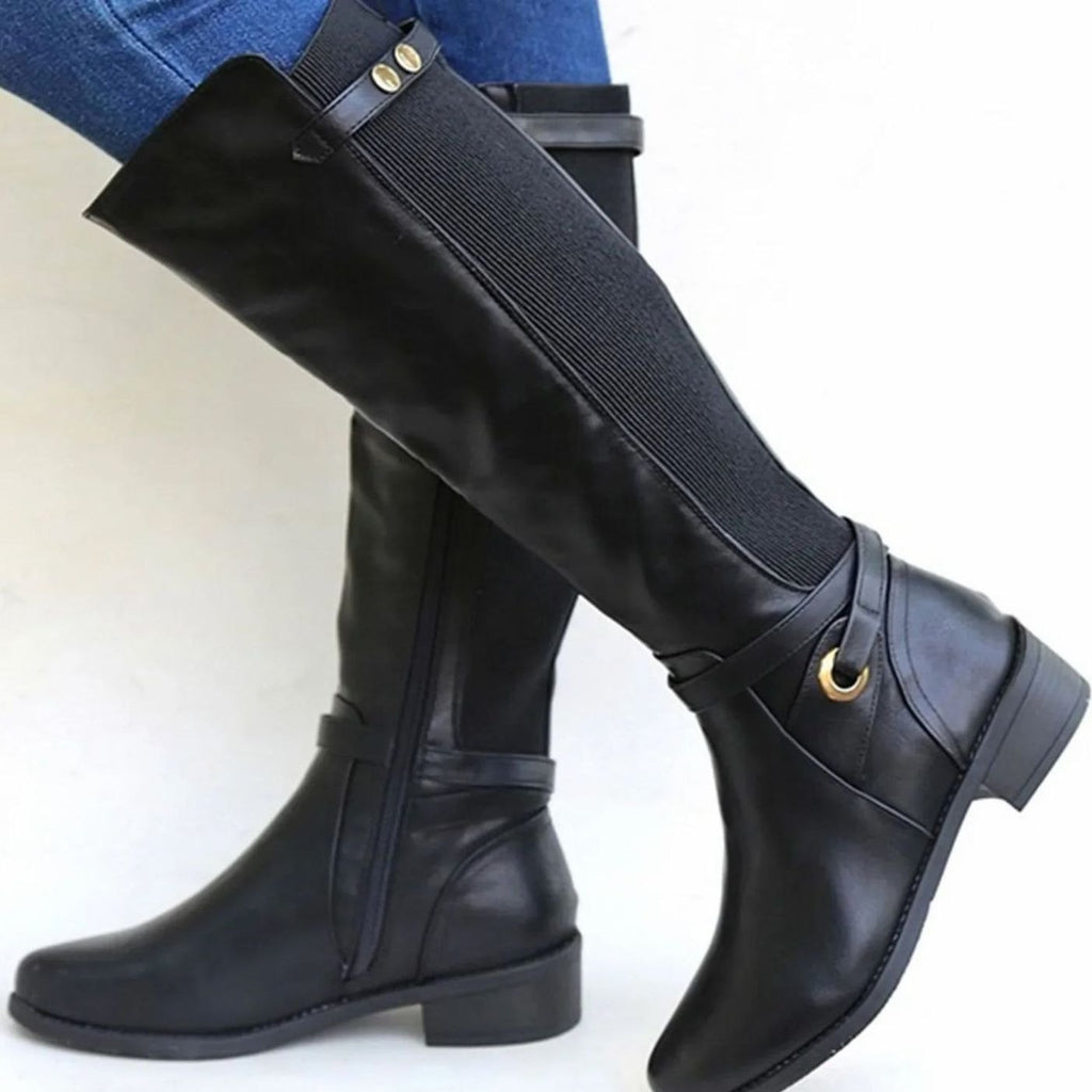 Stiefel Damen schwarz figurbetont mit flexiblem Einsatz - 1 - Atelier-Zofia