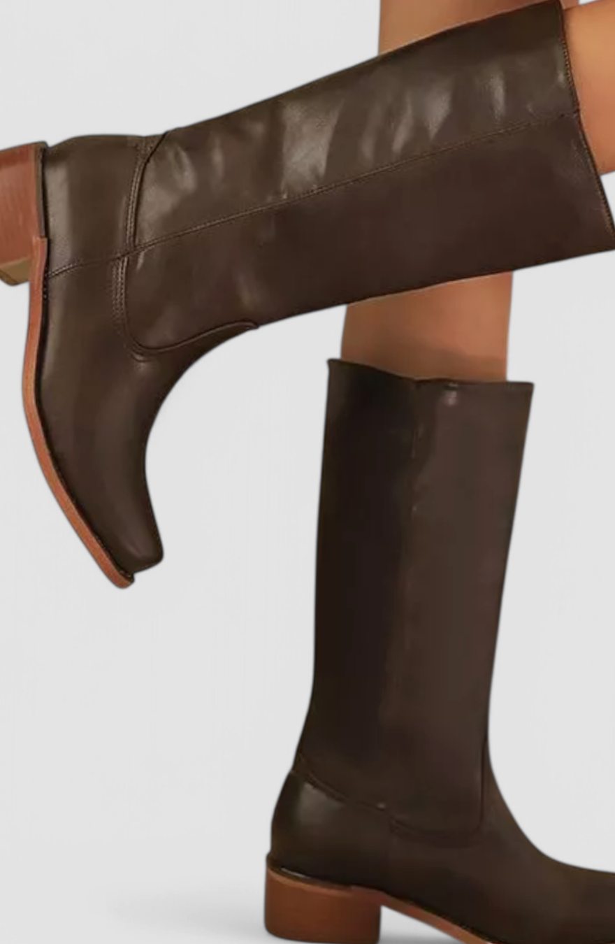 Boots Damen schwarz figurbetont mit Blockabsatz - 7 - Atelier-Zofia