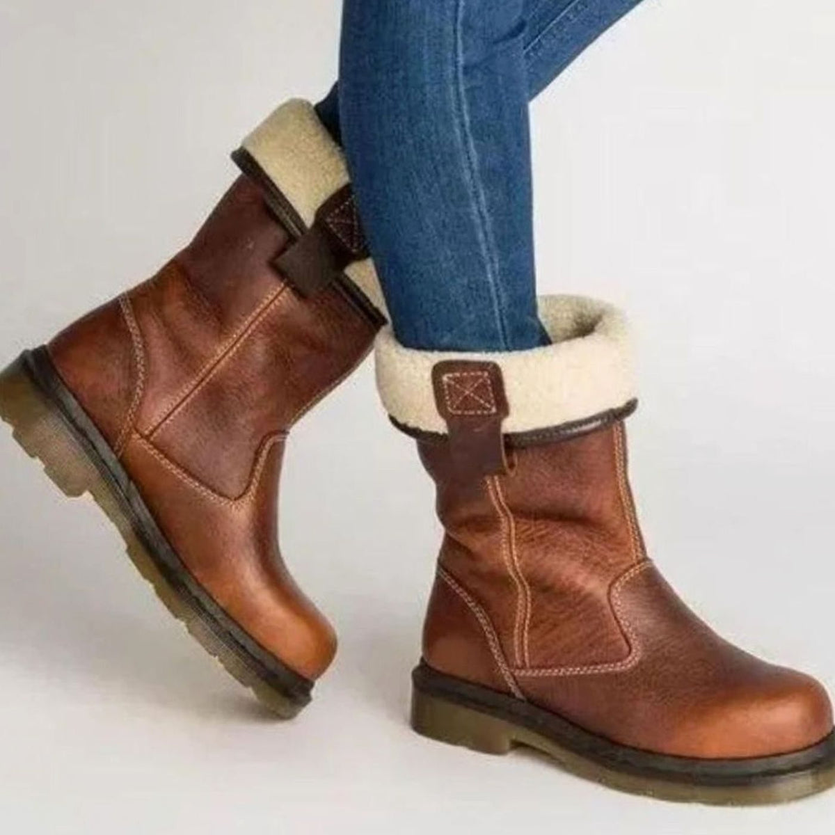Stiefeletten Damen braun mit warmem Fleece-Futter - 1 - Atelier-Zofia