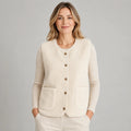 Weste Damen creme ärmellos mit Knopfleiste und Taschen - 1 - Atelier-Zofia
