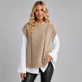 Damen Weste beige lässig mit kurzen Ärmeln und Struktur - 1 - Atelier-Zofia