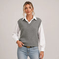 Weste Damen grau tailliert mit V-Ausschnitt - 1 - Atelier-Zofia