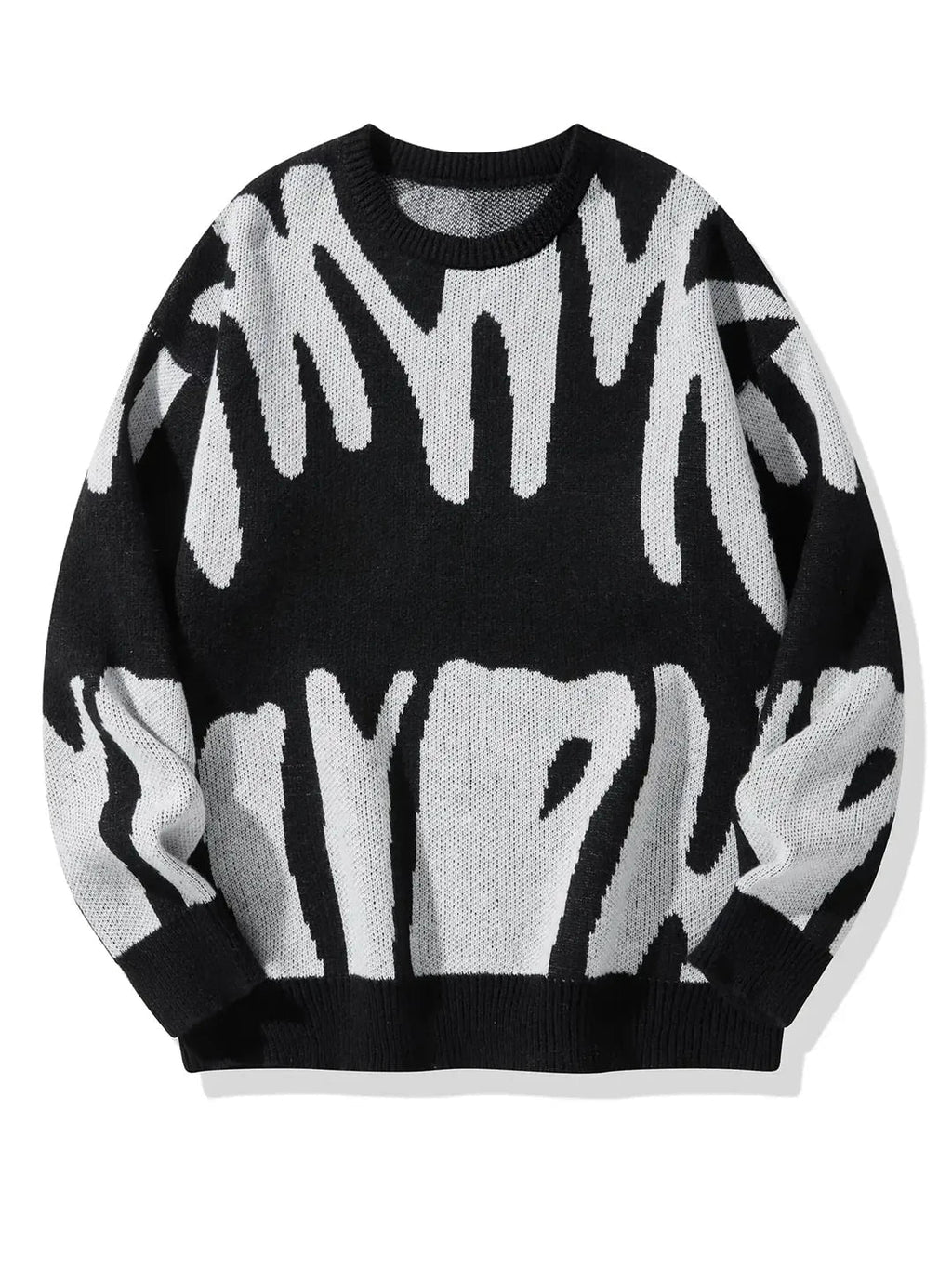 Pullover Herren grau mit kreativem Muster und lockerem Schnitt - 2 - Atelier-Zofia