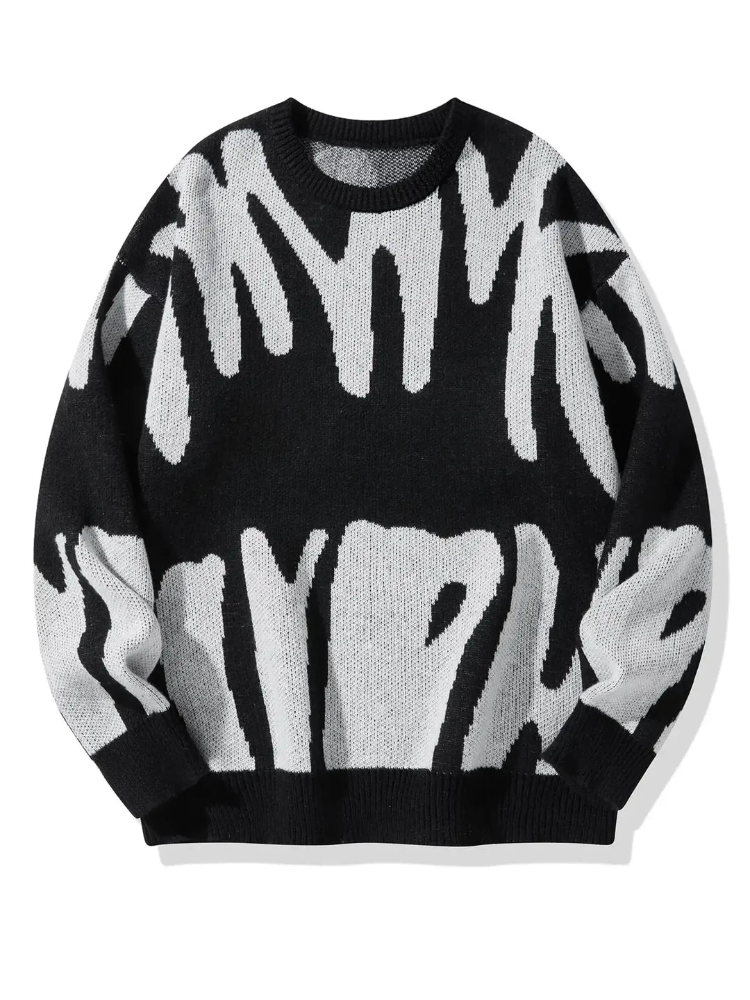 Pullover Herren grau mit kreativem Muster und lockerem Schnitt - 2 - Atelier-Zofia