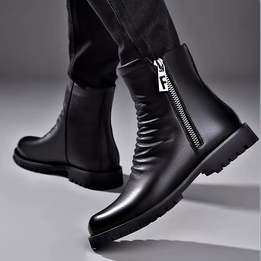 Herren Boots schwarz mit rutschfester Sohle und Reißverschluss - 4 - Atelier-Zofia