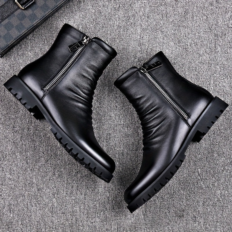 Herren Boots schwarz mit rutschfester Sohle und Reißverschluss - 5 - Atelier-Zofia