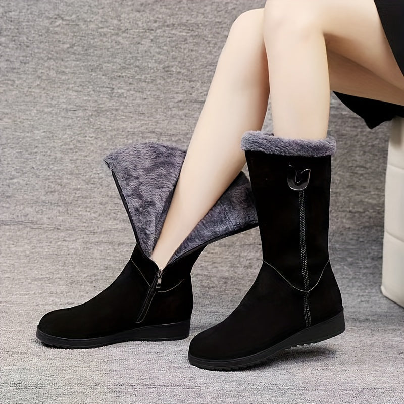 Stiefel Damen schwarz mit kuscheligem Innenfutter und Reißverschluss - 1 - Atelier-Zofia
