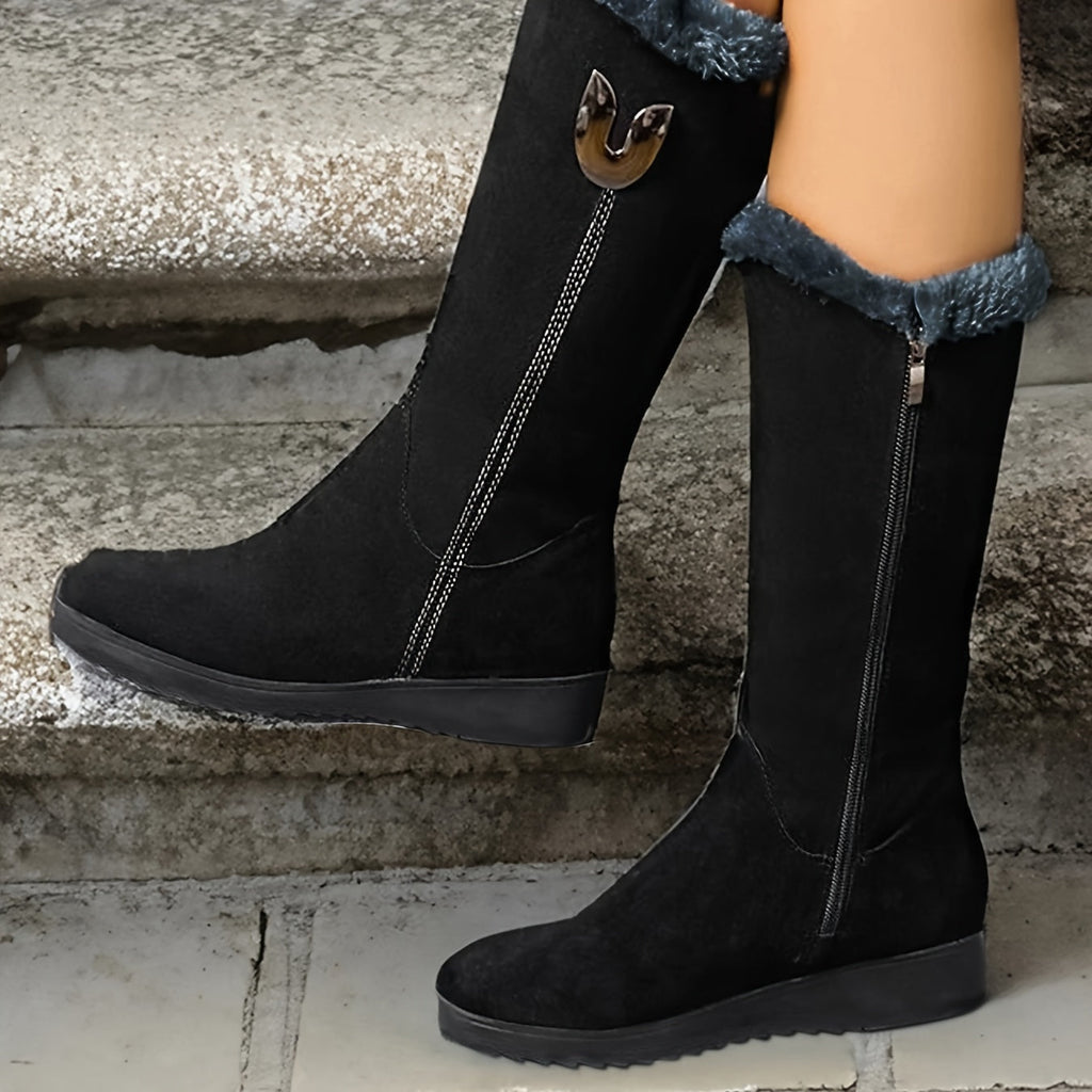 Stiefel Damen schwarz mit kuscheligem Innenfutter und Reißverschluss - 2 - Atelier-Zofia