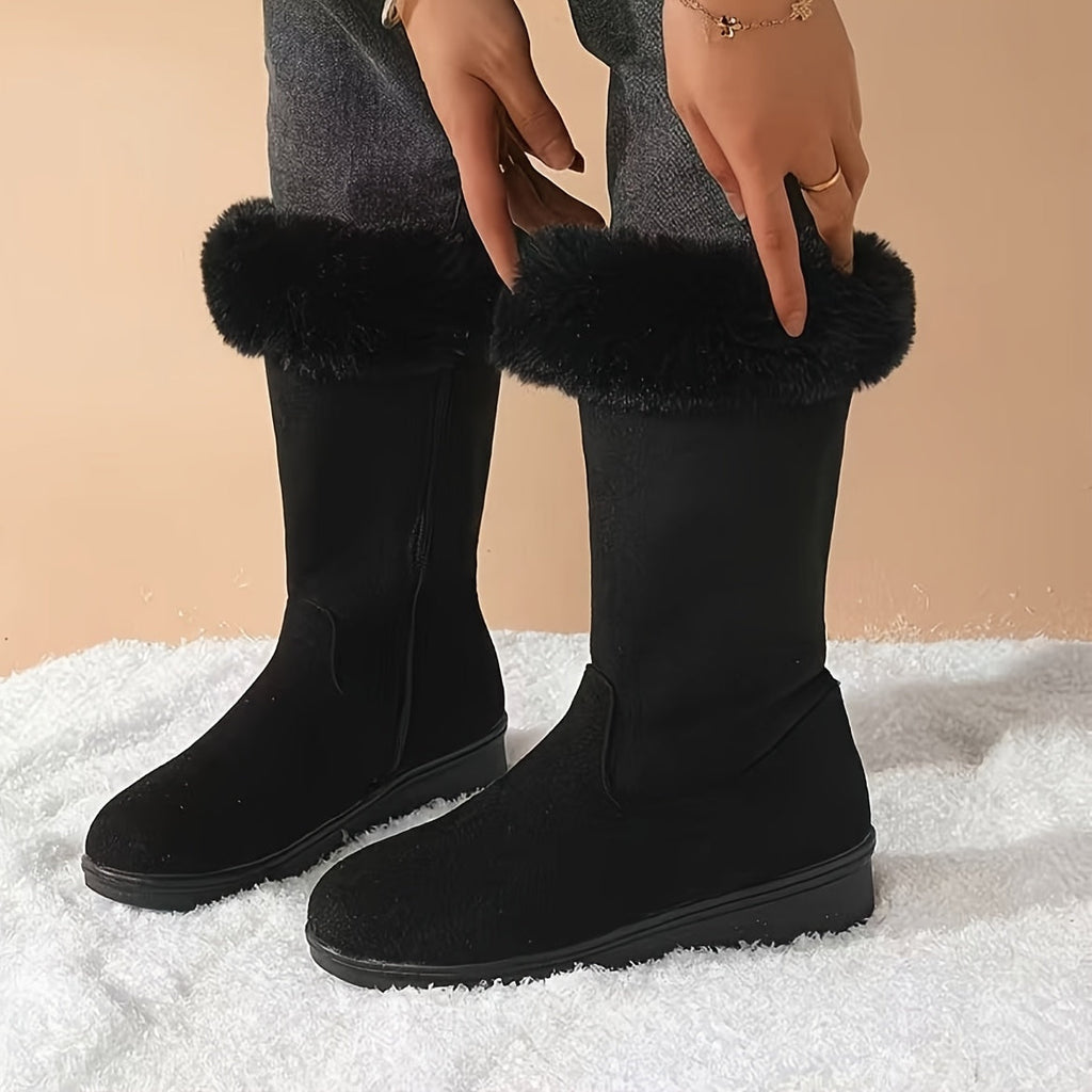 Stiefel Damen schwarz mit kuscheligem Innenfutter und Reißverschluss - 4 - Atelier-Zofia