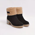 Stiefeletten Damen schwarz mit Blockabsatz und kuscheligem Kragen - 1 - Atelier-Zofia