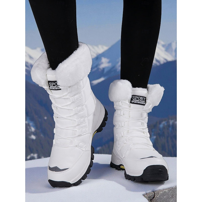 Winterstiefel Damen weiß knöchelhoch mit Kunstfell - 1 - Atelier-Zofia