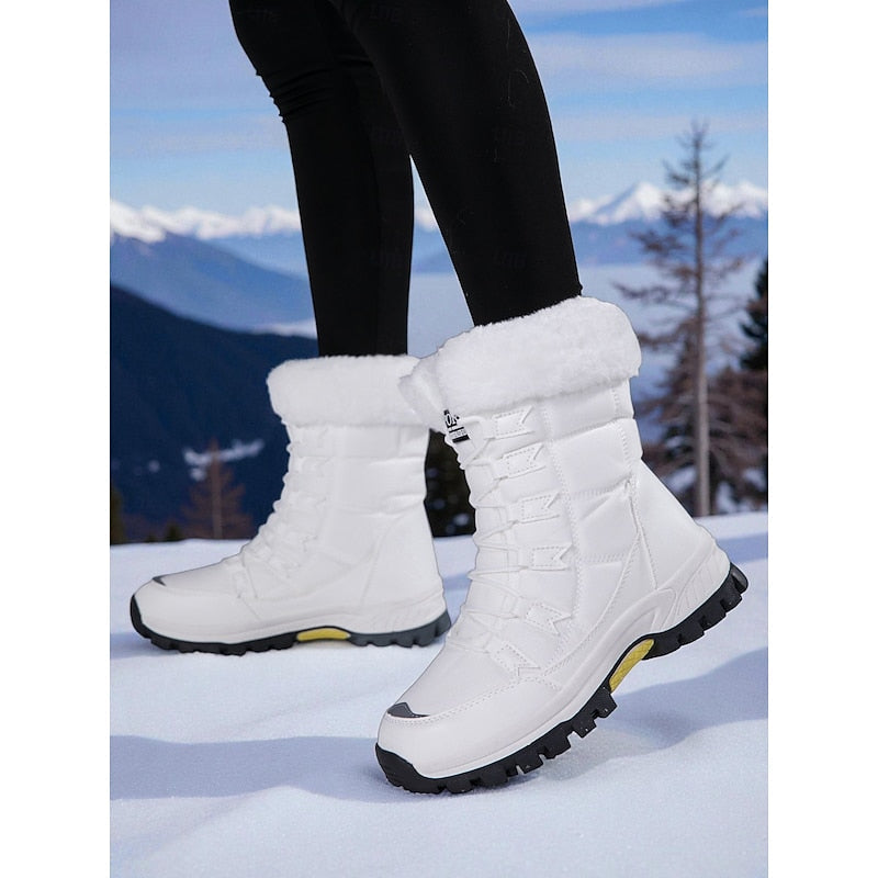 Winterstiefel Damen weiß knöchelhoch mit Kunstfell - 2 - Atelier-Zofia