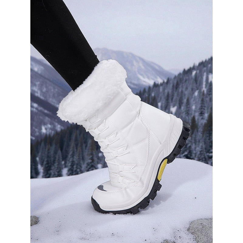 Winterstiefel Damen weiß knöchelhoch mit Kunstfell - 3 - Atelier-Zofia