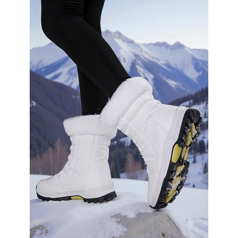 Winterstiefel Damen weiß knöchelhoch mit Kunstfell - 4 - Atelier-Zofia