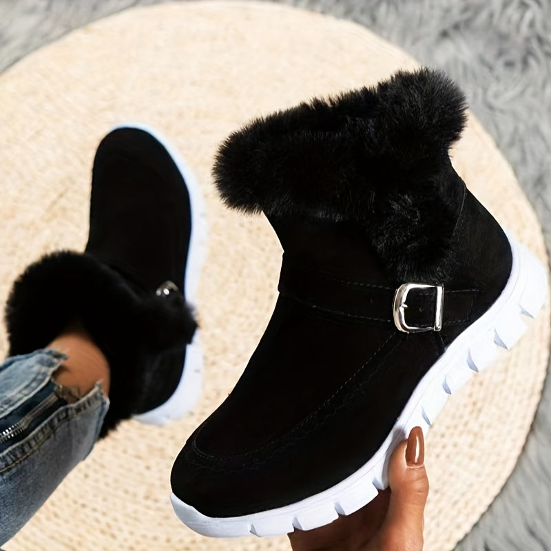 Damen Boots schwarz mit weichem Fellkragen und praktischem Reißverschluss - 1 - Atelier-Zofia
