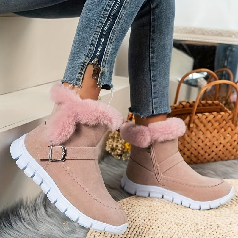 Damen Boots schwarz mit weichem Fellkragen und praktischem Reißverschluss - 3 - Atelier-Zofia