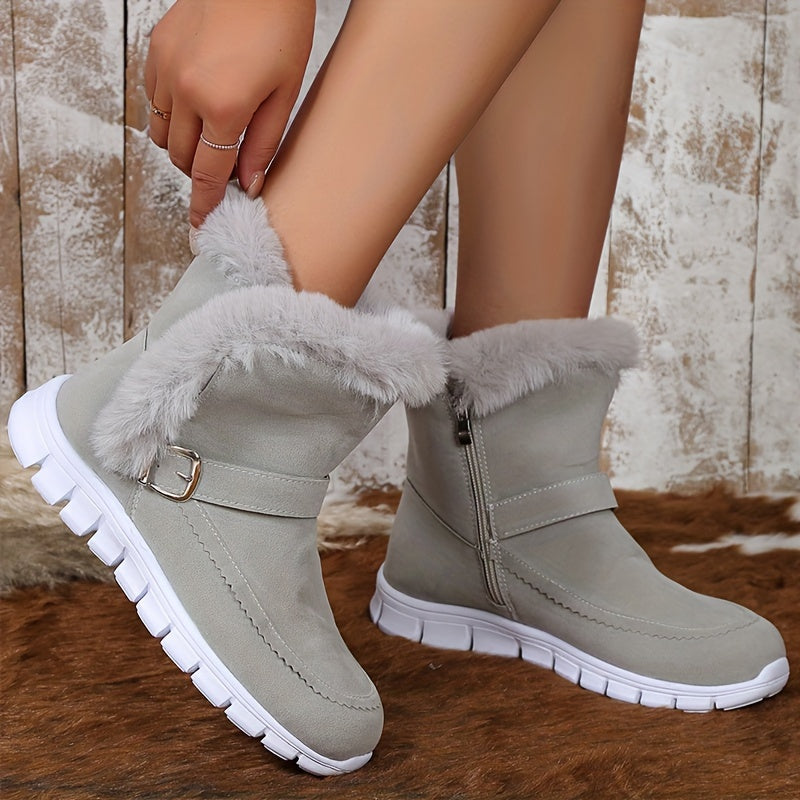 Damen Boots schwarz mit weichem Fellkragen und praktischem Reißverschluss - 5 - Atelier-Zofia