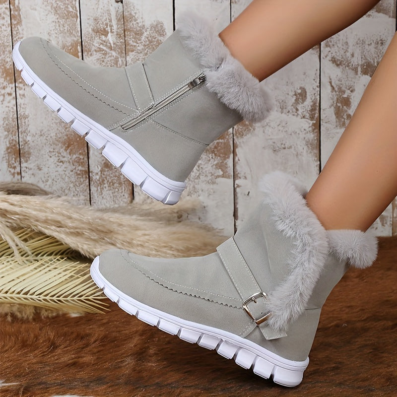Damen Boots schwarz mit weichem Fellkragen und praktischem Reißverschluss - 8 - Atelier-Zofia