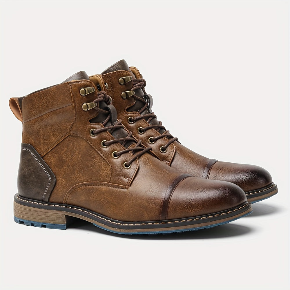 Herren Stiefel braun knöchelhoch mit Schnürung und Zugschlaufe - 1 - Atelier-Zofia