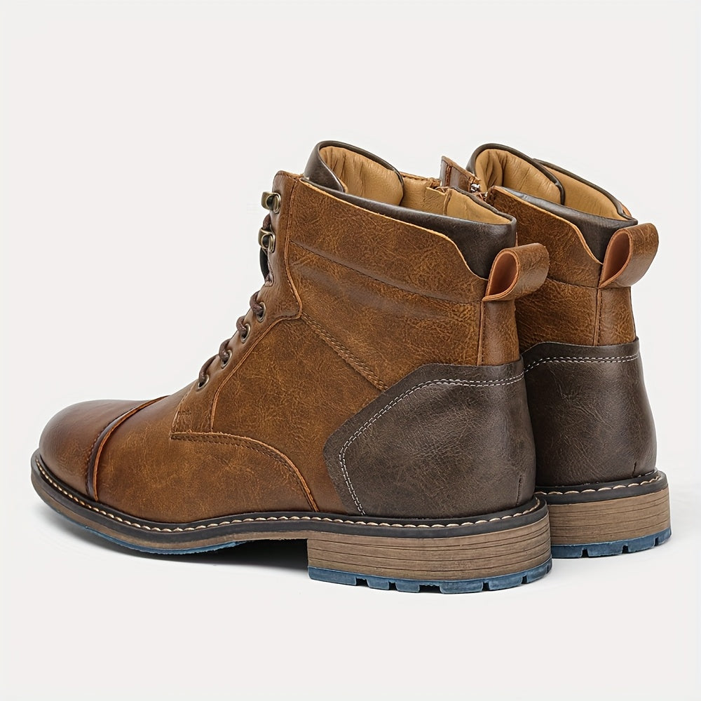 Herren Stiefel braun knöchelhoch mit Schnürung und Zugschlaufe - 3 - Atelier-Zofia
