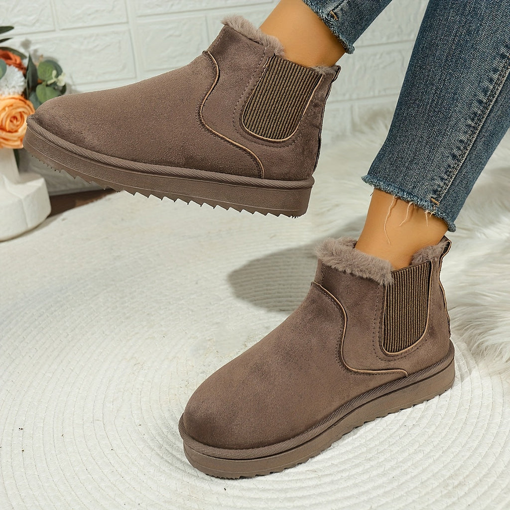Damen Boots braun mit Warmfutter und Gummizug - 1 - Atelier-Zofia