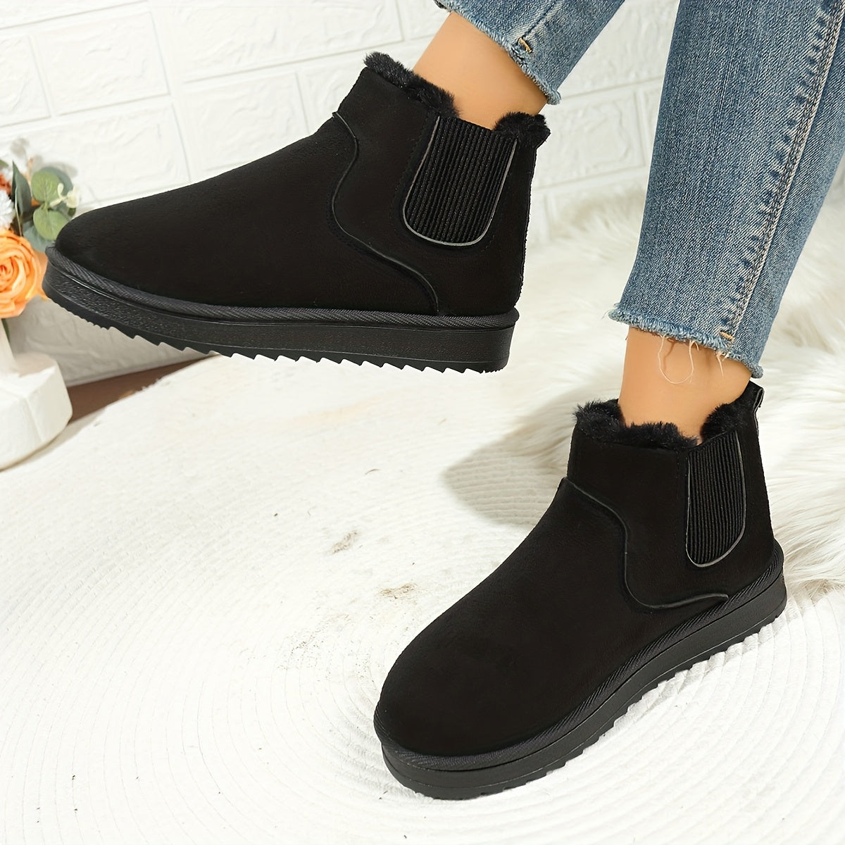 Damen Boots braun mit Warmfutter und Gummizug - 2 - Atelier-Zofia