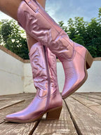 Stiefel Damen rosa figurbetont mit seitlichem Reißverschluss - 3 - Atelier-Zofia