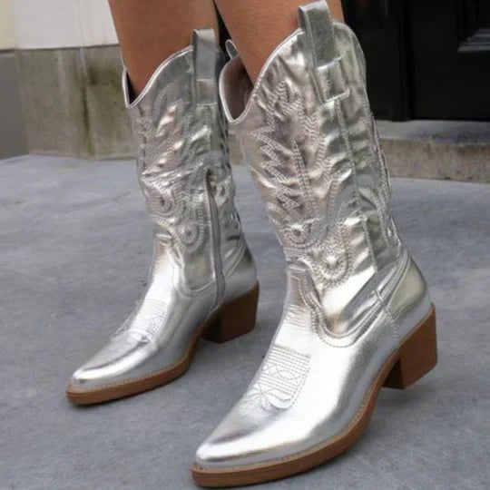 Stiefel Damen rosa figurbetont mit seitlichem Reißverschluss - 4 - Atelier-Zofia