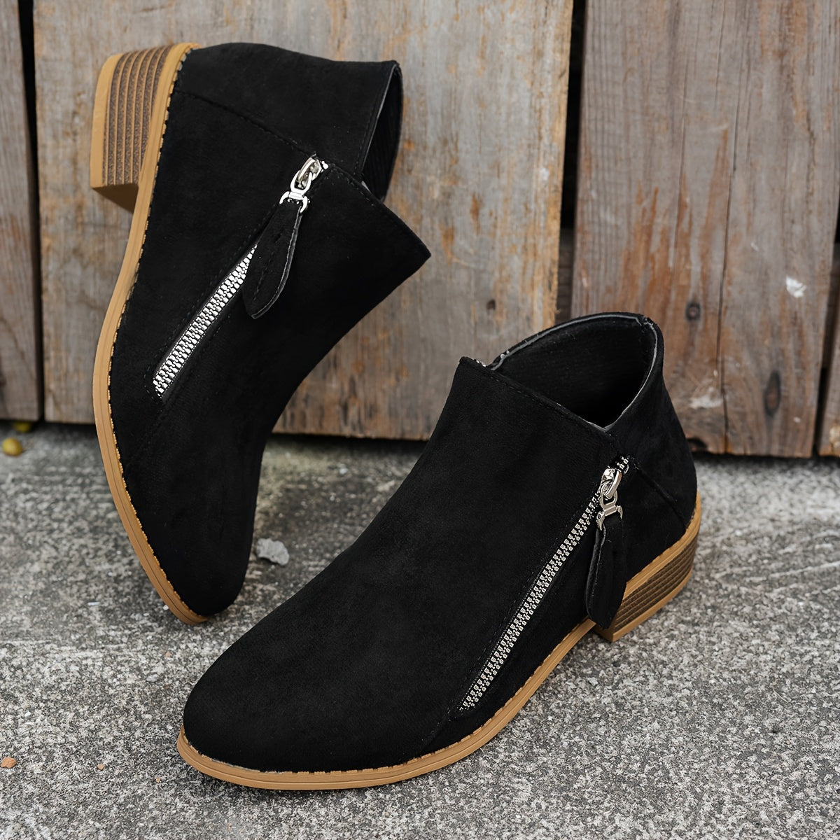 Damen Boots beige figurbetont mit seitlichem Reißverschluss - 3 - Atelier-Zofia