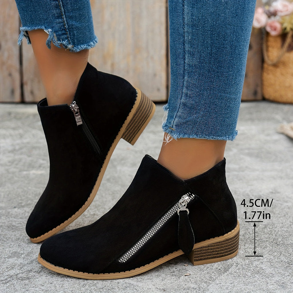 Damen Boots beige figurbetont mit seitlichem Reißverschluss - 5 - Atelier-Zofia