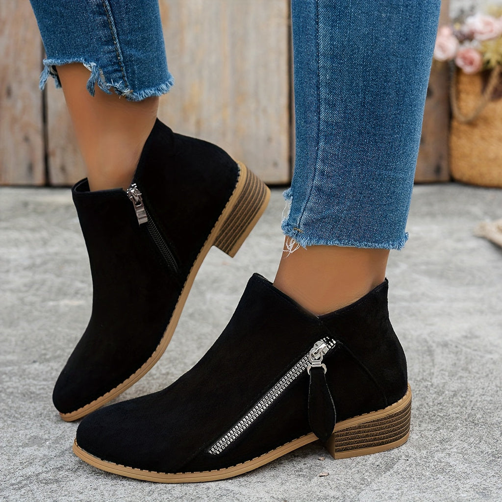 Damen Boots beige figurbetont mit seitlichem Reißverschluss - 7 - Atelier-Zofia